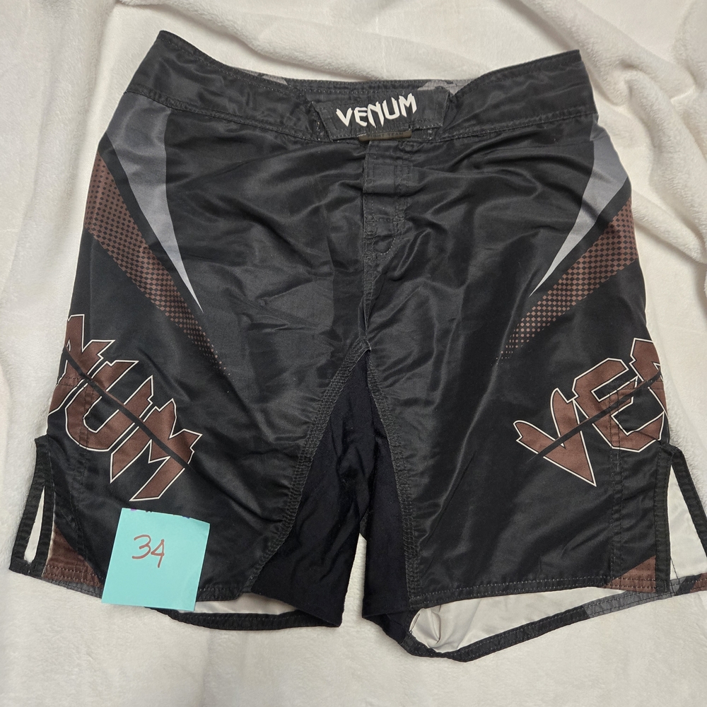 Venum Black MMA Fight Shorts with Brown Accents